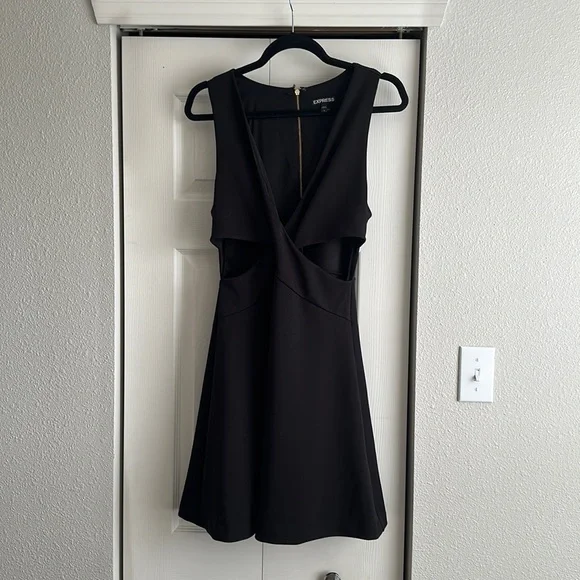 express black cut out dress Embellished Bow Cutout Halter Mini Shift Dress